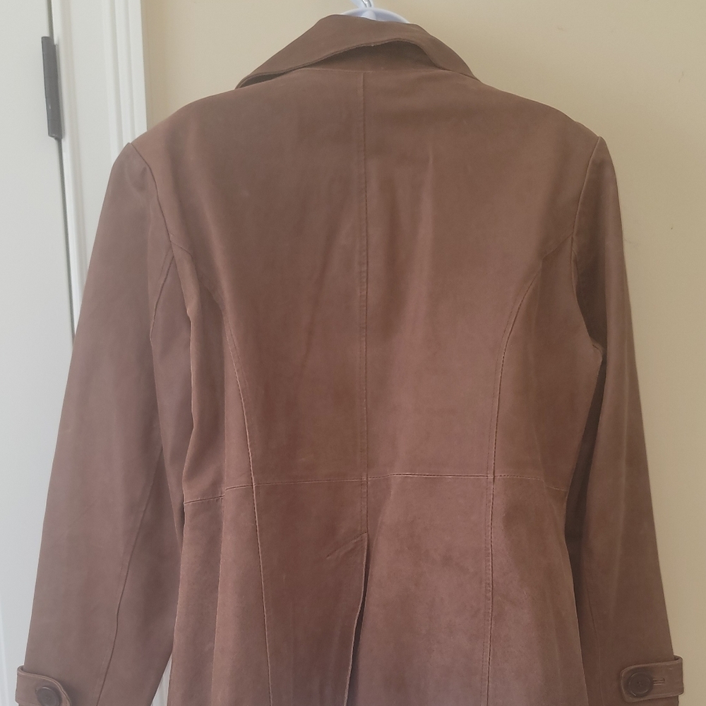 NWOT New York & Company Brown Distressed Genuine Leather Blazer Jacket Coat - Picture 7 of 12